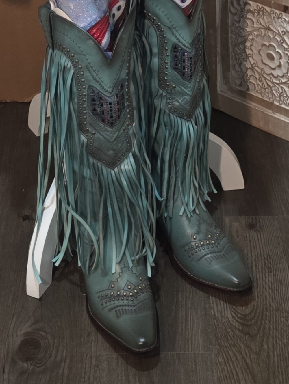 Perfect FESTIVAL Fringe Boots - Teal - Picture 8 of 8